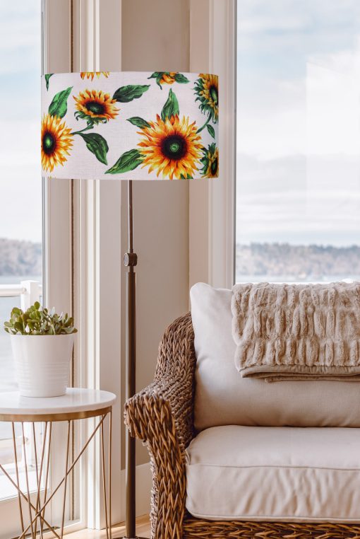 klosz dekoracyjny na lampę stojaca słoneczniki