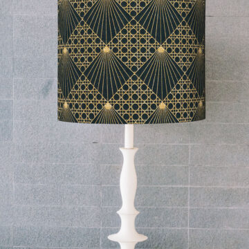 klosz abażur na lampę czarno-złoty geometryczny