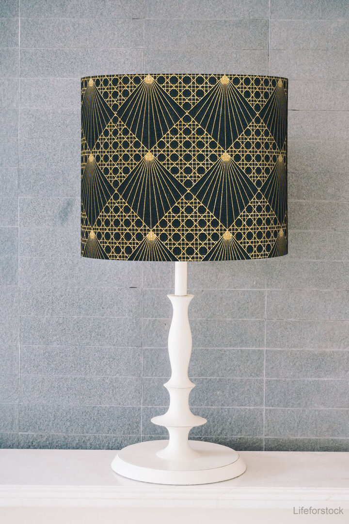 klosz abażur na lampę czarno-złoty geometryczny