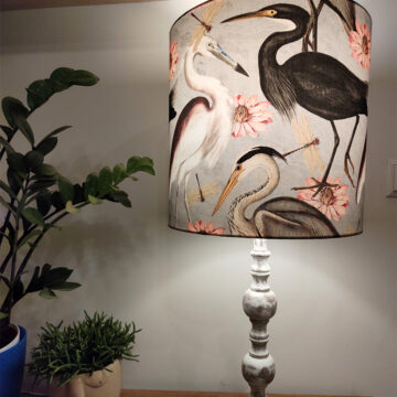 klosz szary dekoracyjny do lampy stołowej ptaki