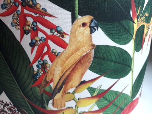 abażur tkanina na do lampy ptak liscie rosliny