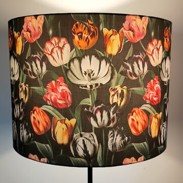 duży abażur stylowy do lampy podłogowej w kwiaty